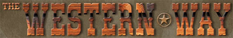 The Western * Way Western Music Association Orange letters on a brown background
